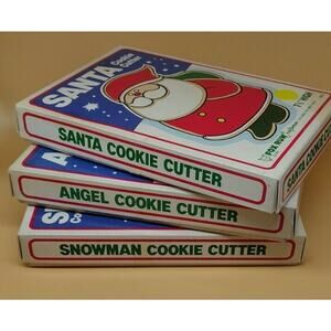 VTG 1984 Fox Run Craftsman Metal Cookie Cutters - Santa, Angel, Snowman 7.5" USA